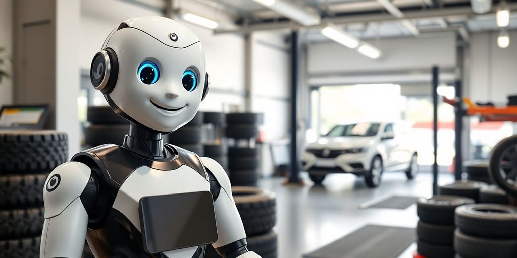 AI receptionist and tire shop owner.