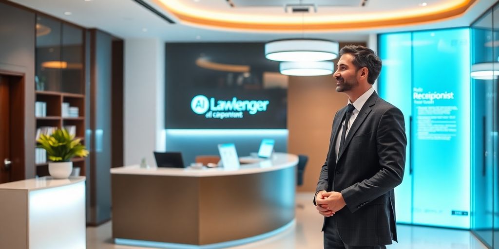 Law office AI receptionist interacting with client.
