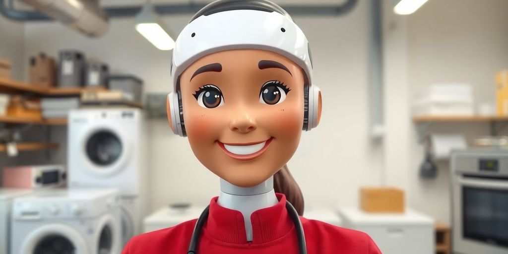AI receptionist assisting appliance repair service.