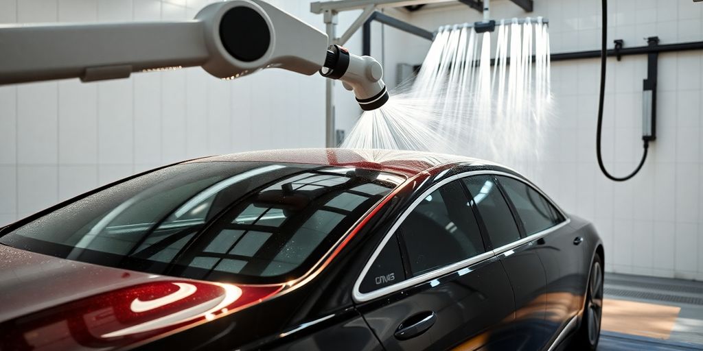Car wash attendant interacting with AI.