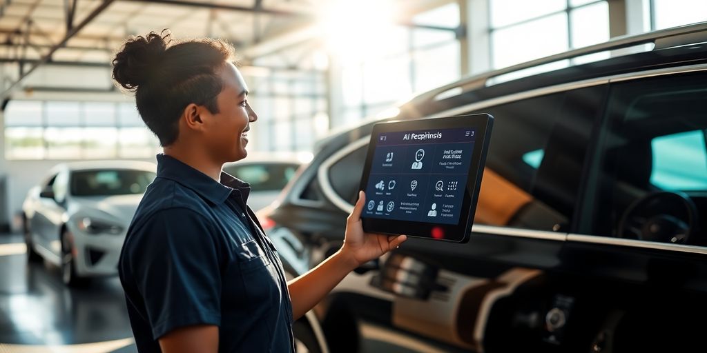 Car wash attendant using AI receptionist interface.