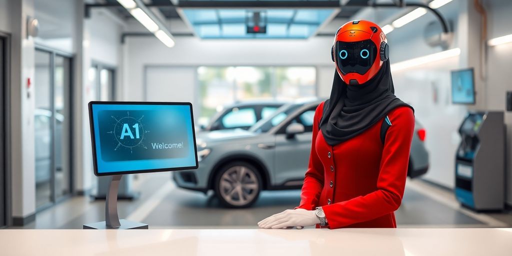 AI receptionist interacting with car wash customer.