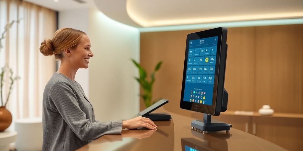 Spa client booking appointment via AI phone service.