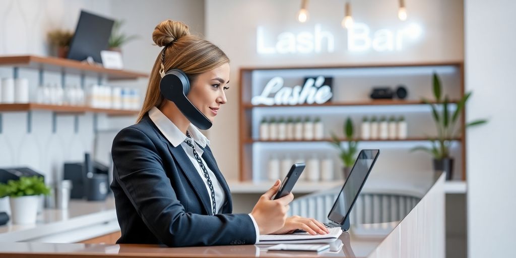 Lash bar front desk with phone ringing