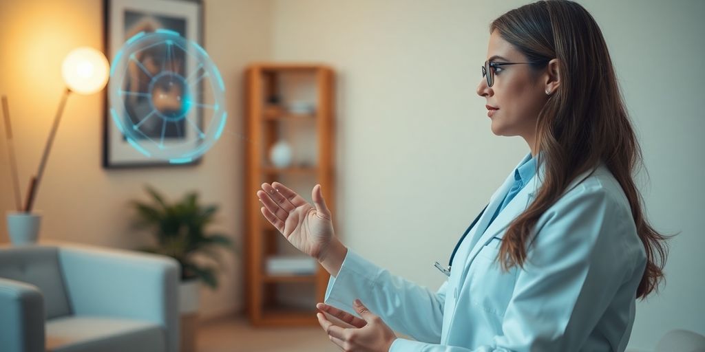 Therapist consulting with AI.