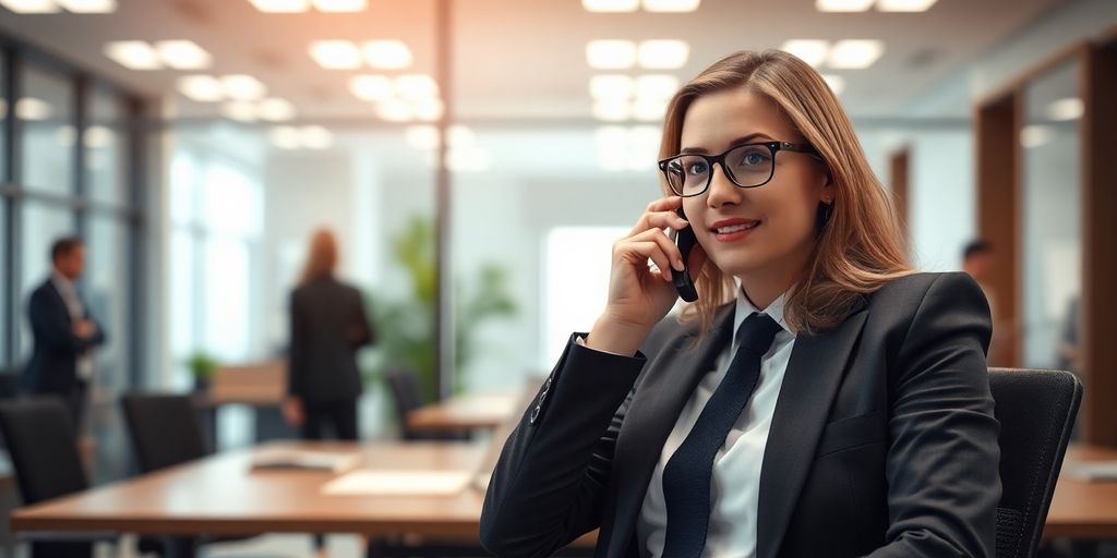 Immigration lawyer talking on phone with AI.