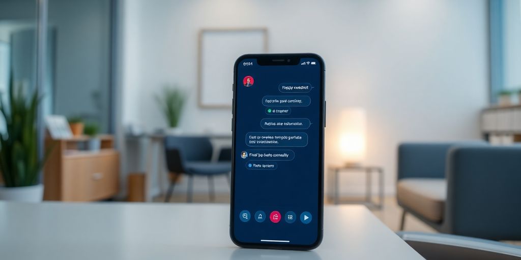 Modern phone interface with AI chatbot interacting with client.