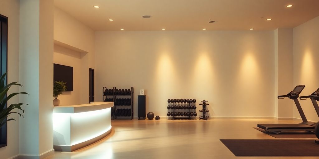 Fitness studio reception with AI.