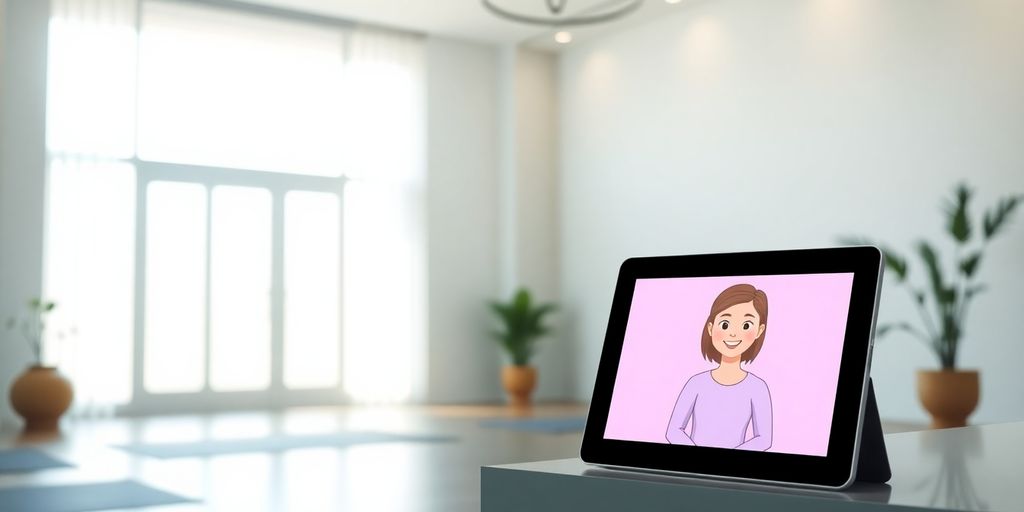 Yoga studio reception with AI chatbot.