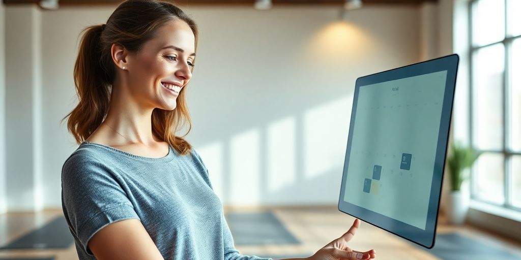 Yoga studio with AI receptionist booking appointments.