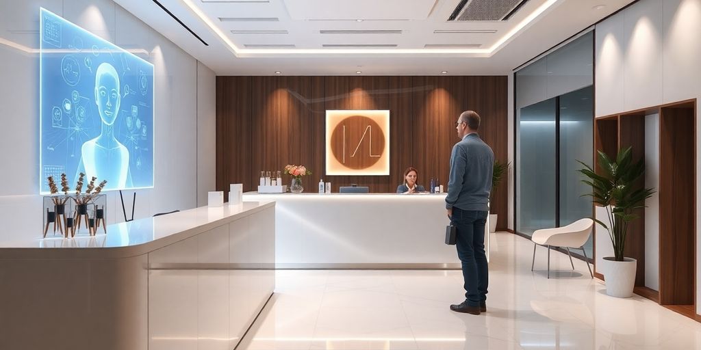 Cosmetic clinic reception with a friendly AI.