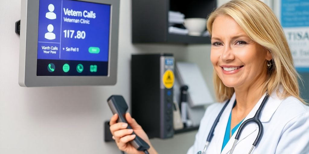 Veterinarian talking to a cat owner on the phone.