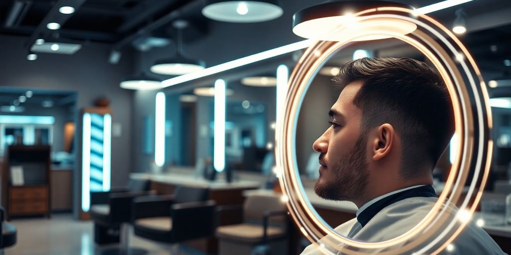Barber at work with AI receptionist.