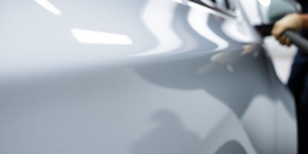 Car being meticulously detailed by a professional.