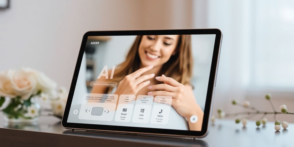 AI receptionist interacting with salon client.