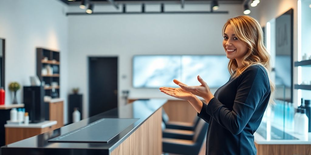 Salon receptionist with AI interface.