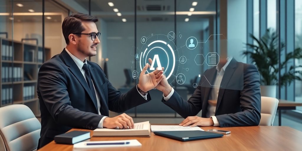 Lawyer and AI receptionist working together.