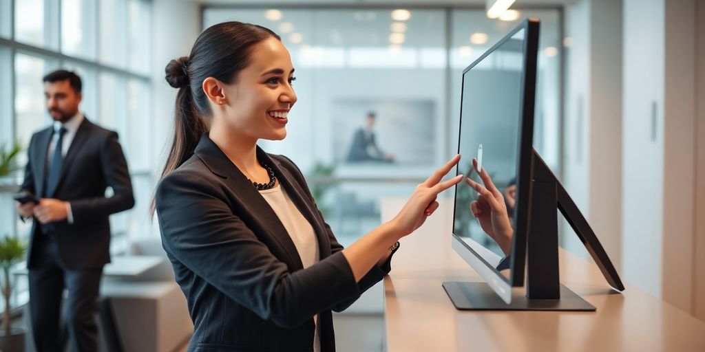 Professional woman in a modern office.