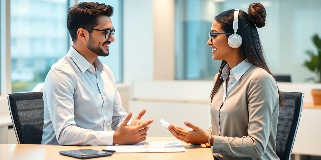 Tax professional using AI virtual receptionist software.