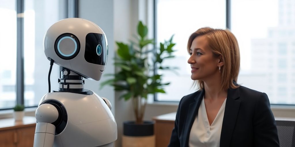 AI virtual receptionist assisting client