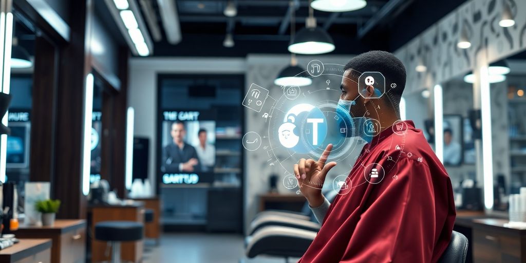Barber using AI phone system.