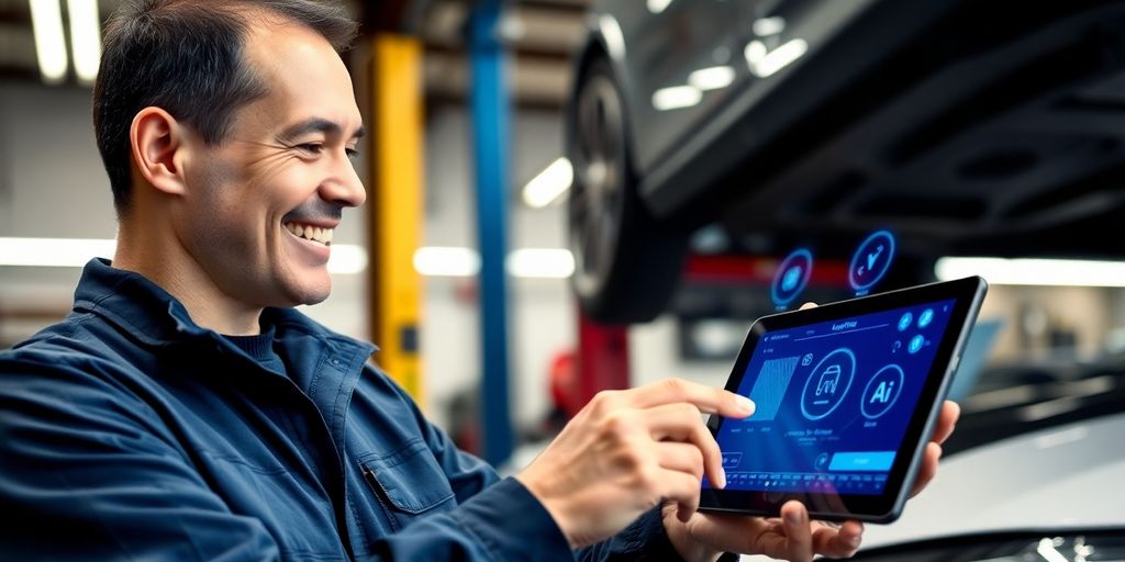 Mechanic using AI virtual receptionist.