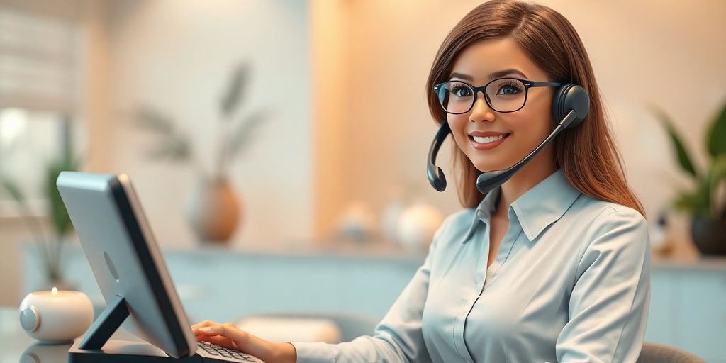 AI receptionist interacting with spa clients.