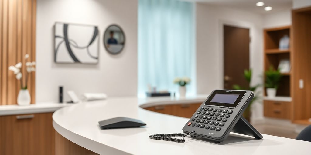 Cosmetic clinic reception with AI phone system.