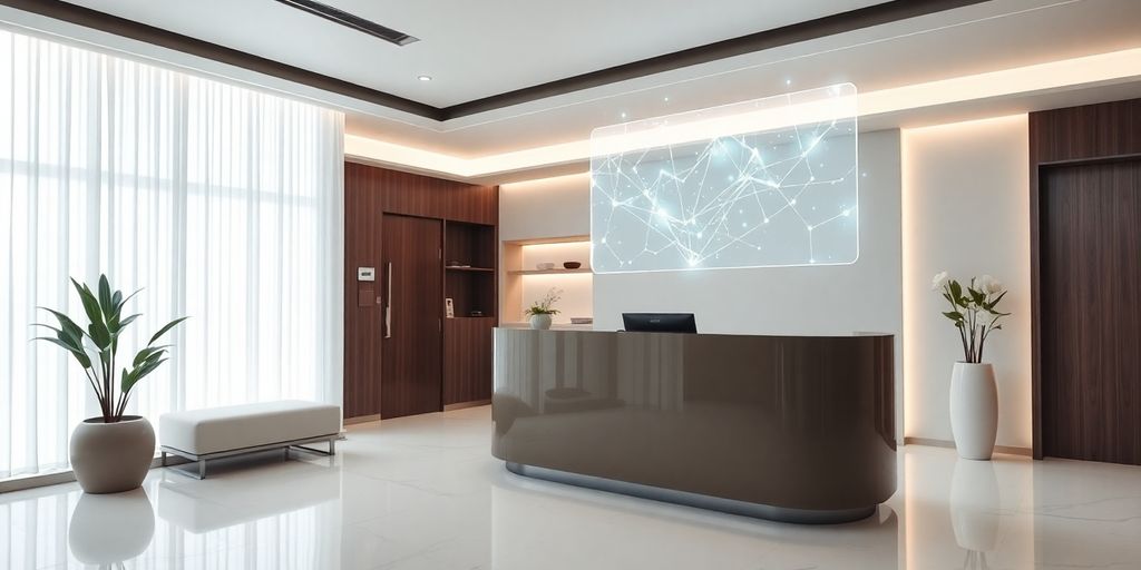 Cosmetic clinic reception with AI assistant.