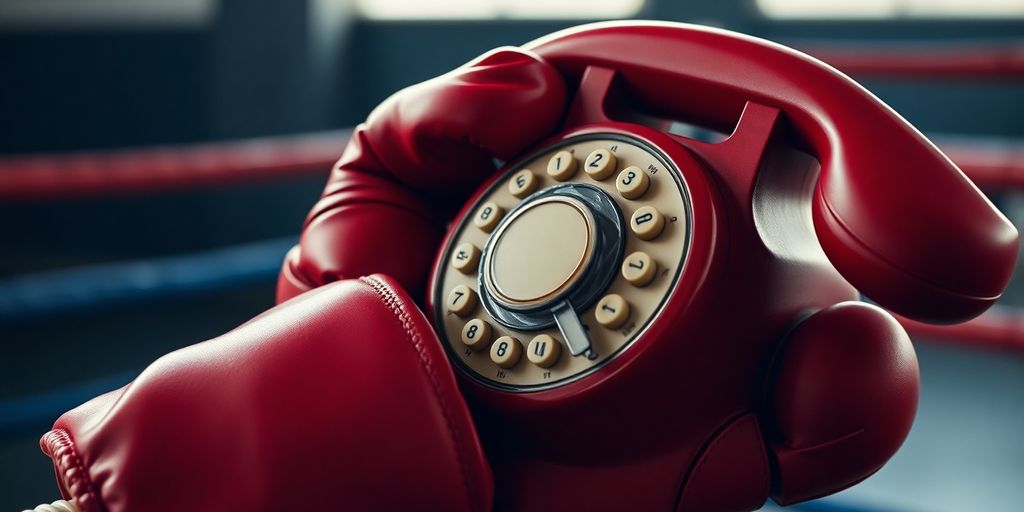 Boxing glove answering a phone call.