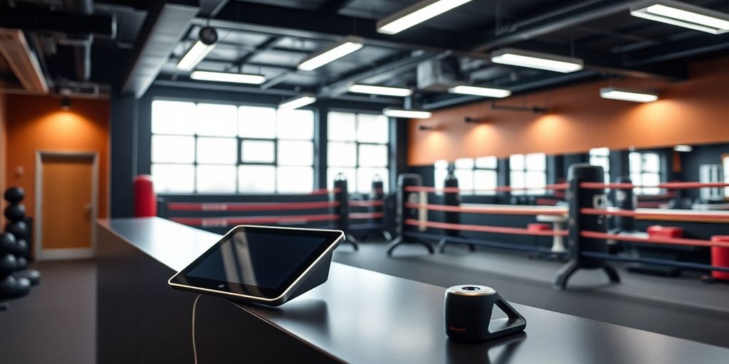 Boxing gym with AI phone.