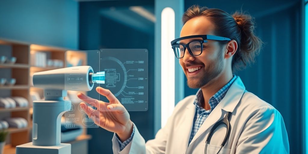 Optometrist using advanced AI phone system.
