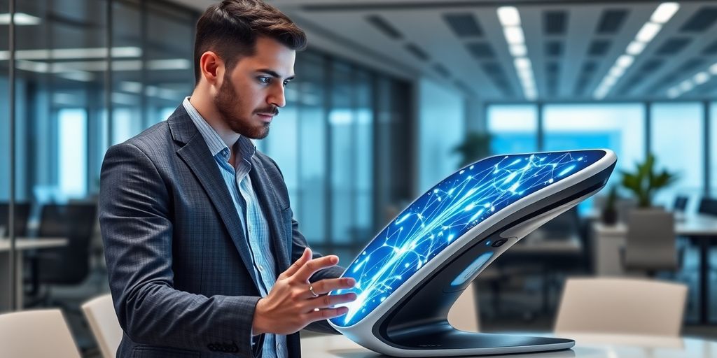 Accountant using AI phone system.