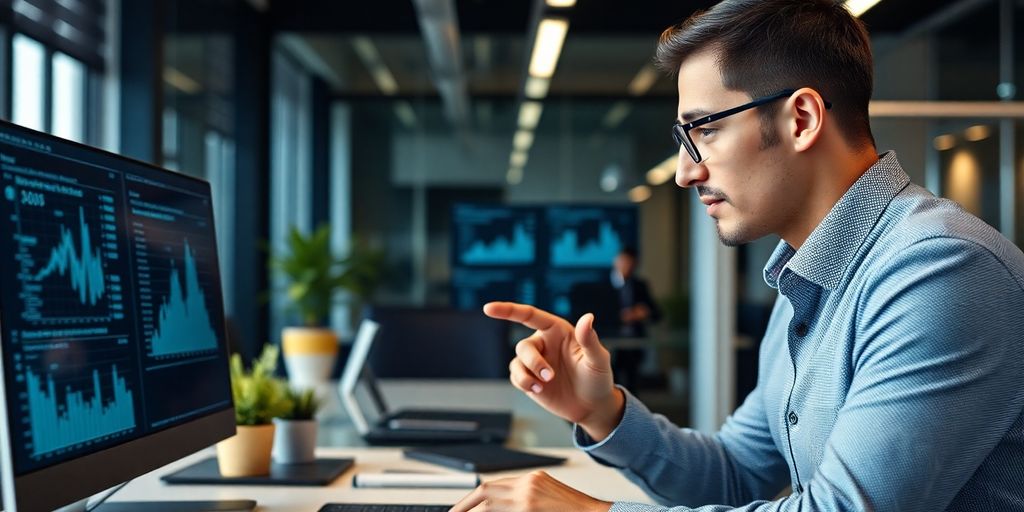 Accountant using AI phone system for business insights.