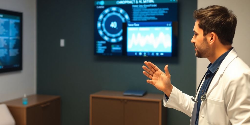 Chiropractor using AI phone system smoothly.
