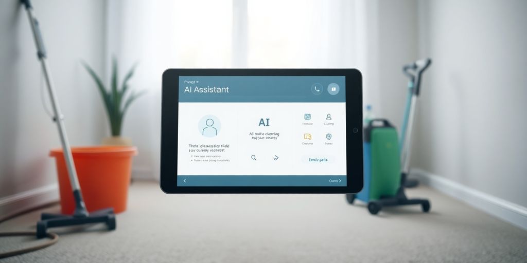 AI bot assisting carpet cleaner with customer calls.