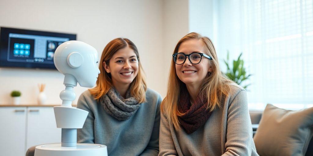AI system assisting patient at hearing center.