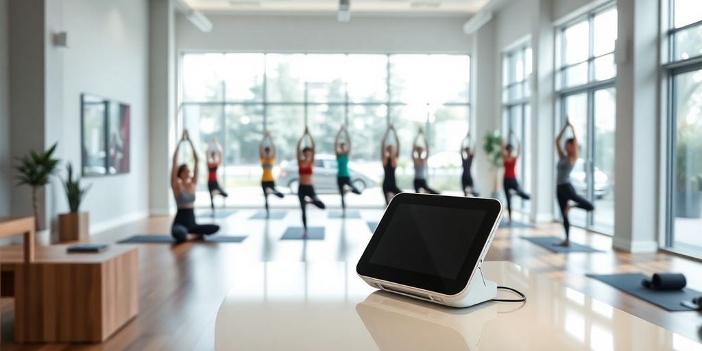 Yoga studio with AI phone answering.