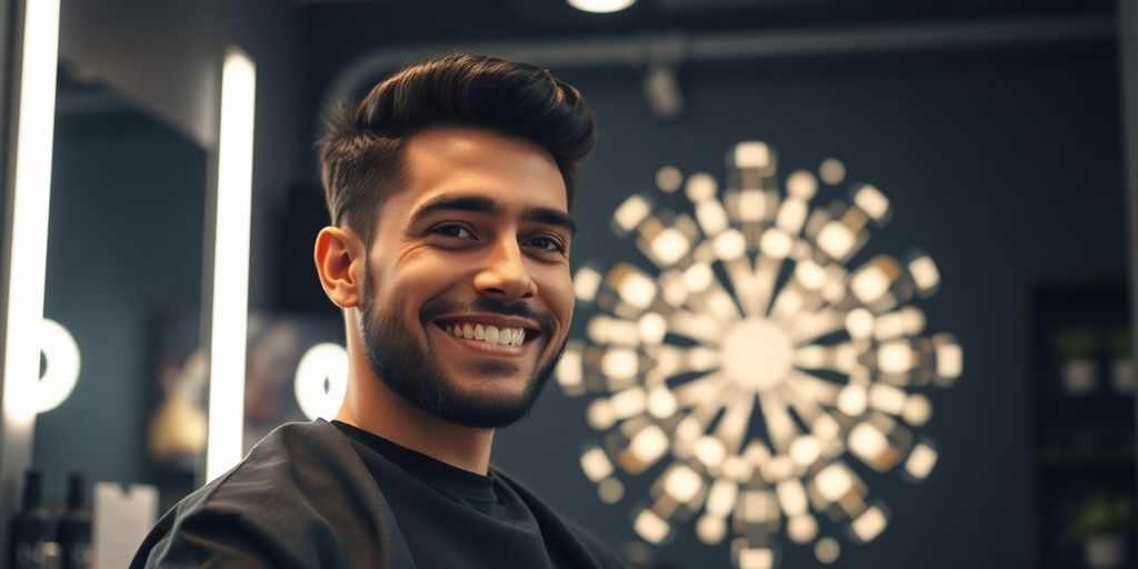 Barber and AI interacting seamlessly.