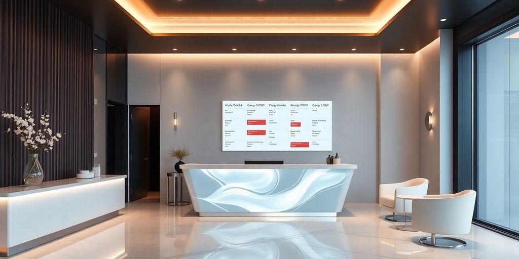 Cosmetic clinic interior with modern appointment booking