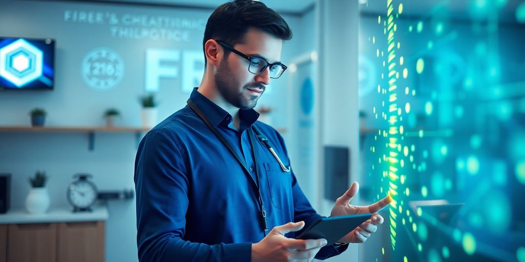 Chiropractor using advanced AI technology for appointments.