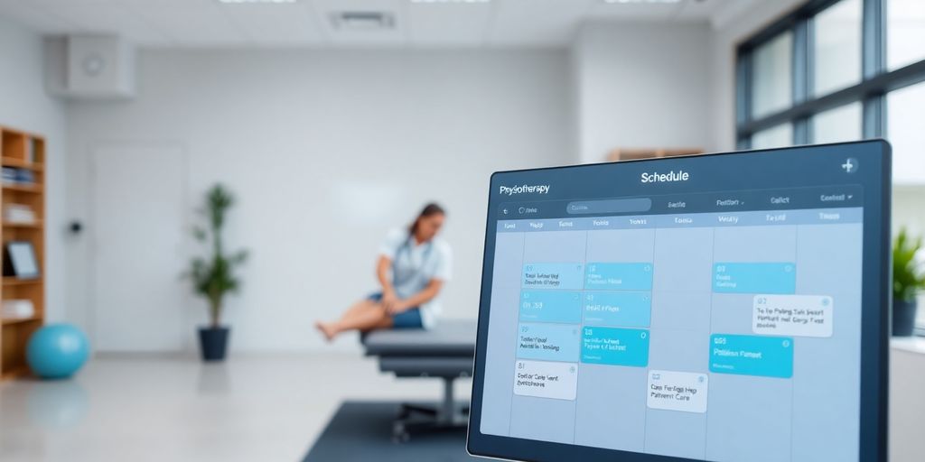 Physiotherapist working while AI handles appointments.