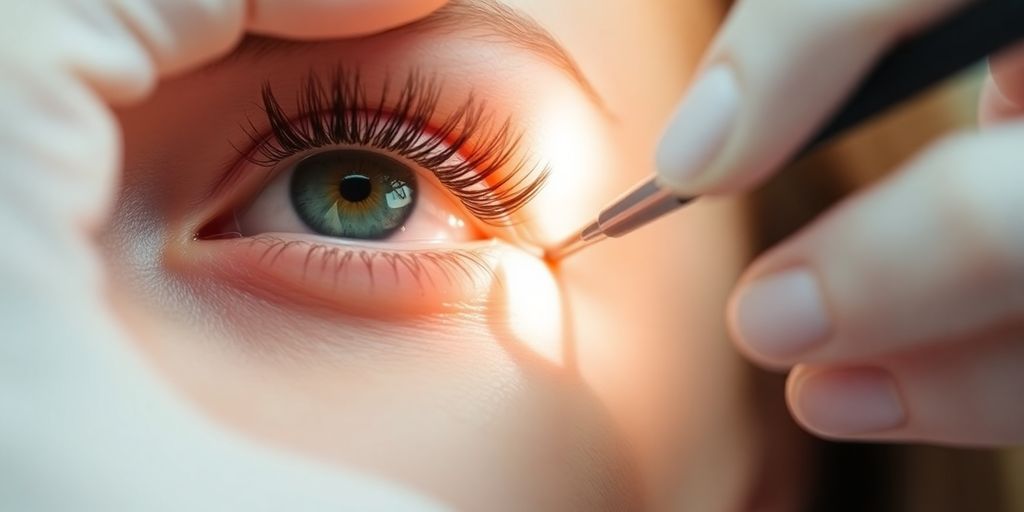 Lash artist interacting with a happy client.