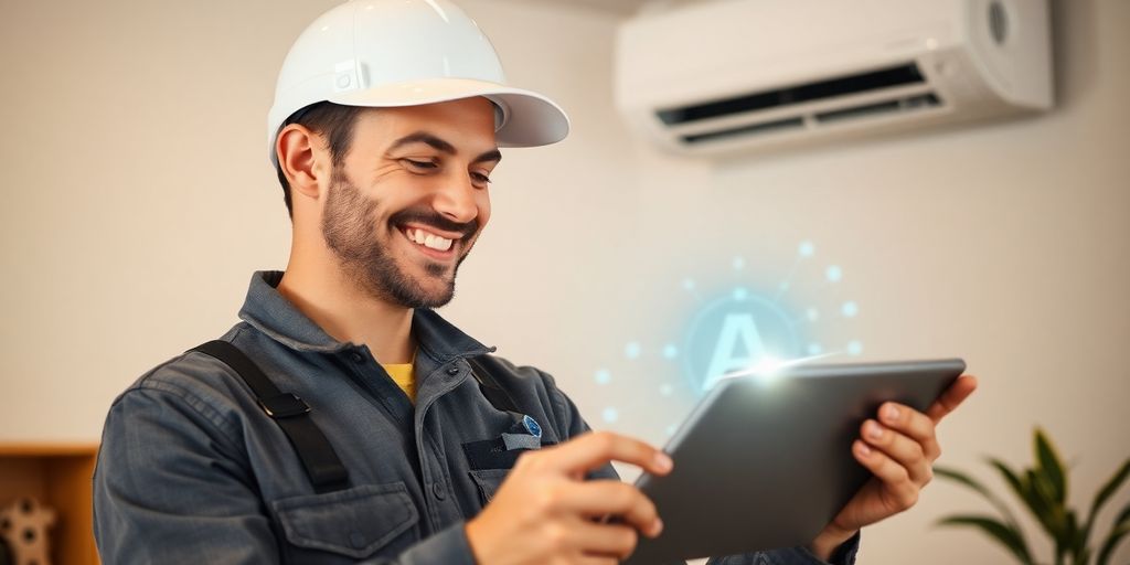 HVAC technician using AI appointment setter.