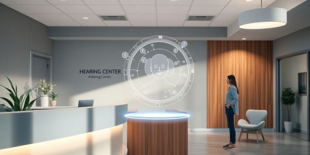 Hearing center reception with AI assistant.