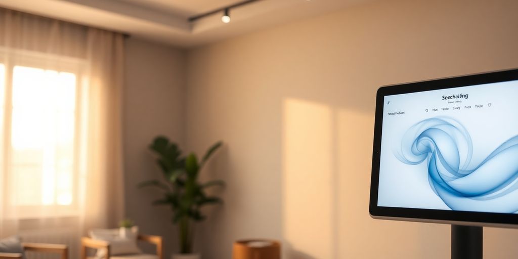 Therapist consulting with digital AI assistant.