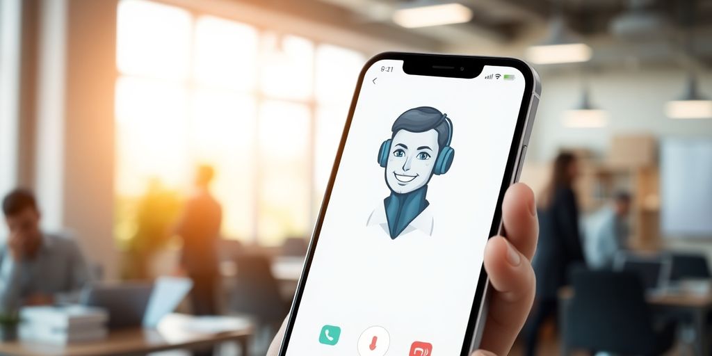 AI calling a business owner on a smartphone.