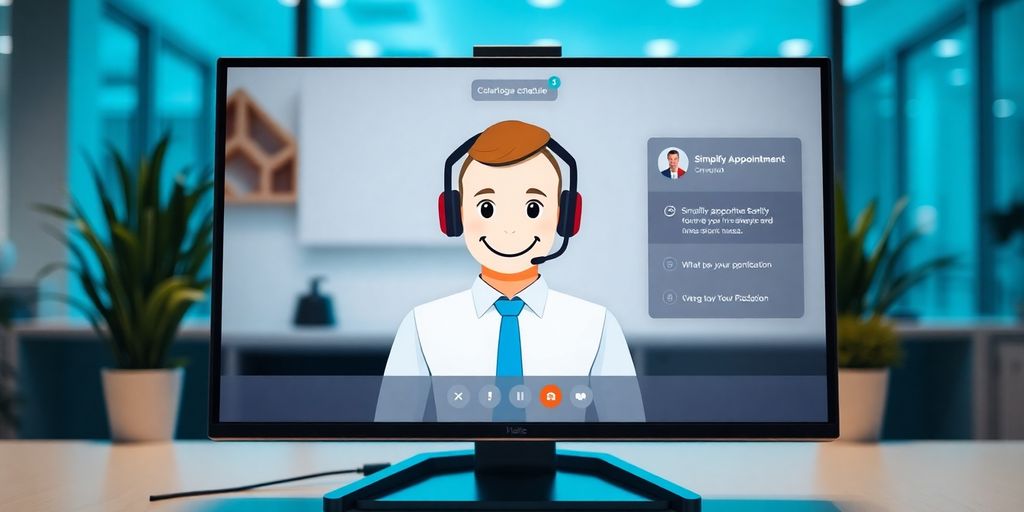 AI agent speaking into a phone for appointment setting.
