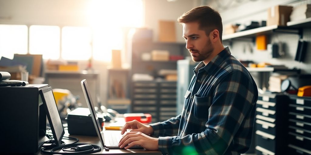 Electrician working efficiently with AI scheduling.