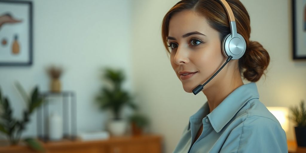 Person smiling while talking on phone.